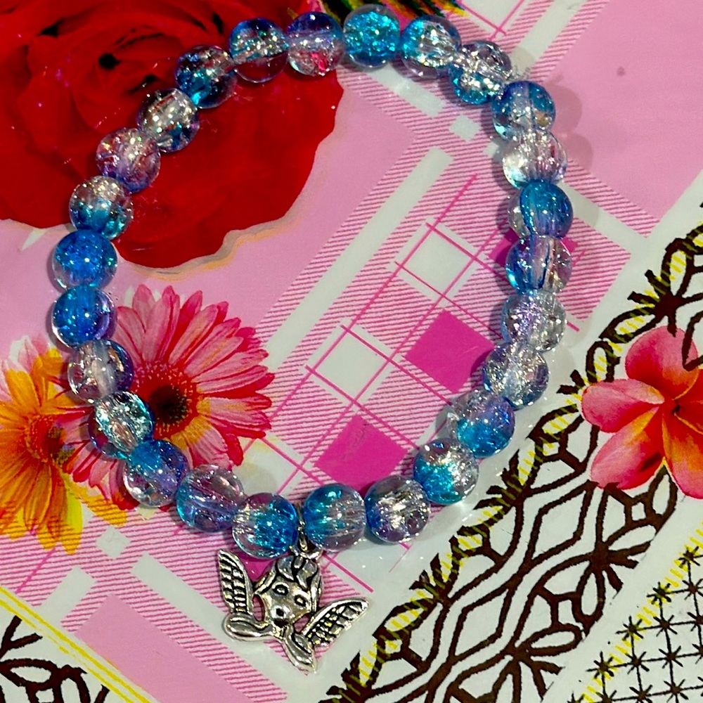 NWT Polar Blue Crackle Beaded Bracelets